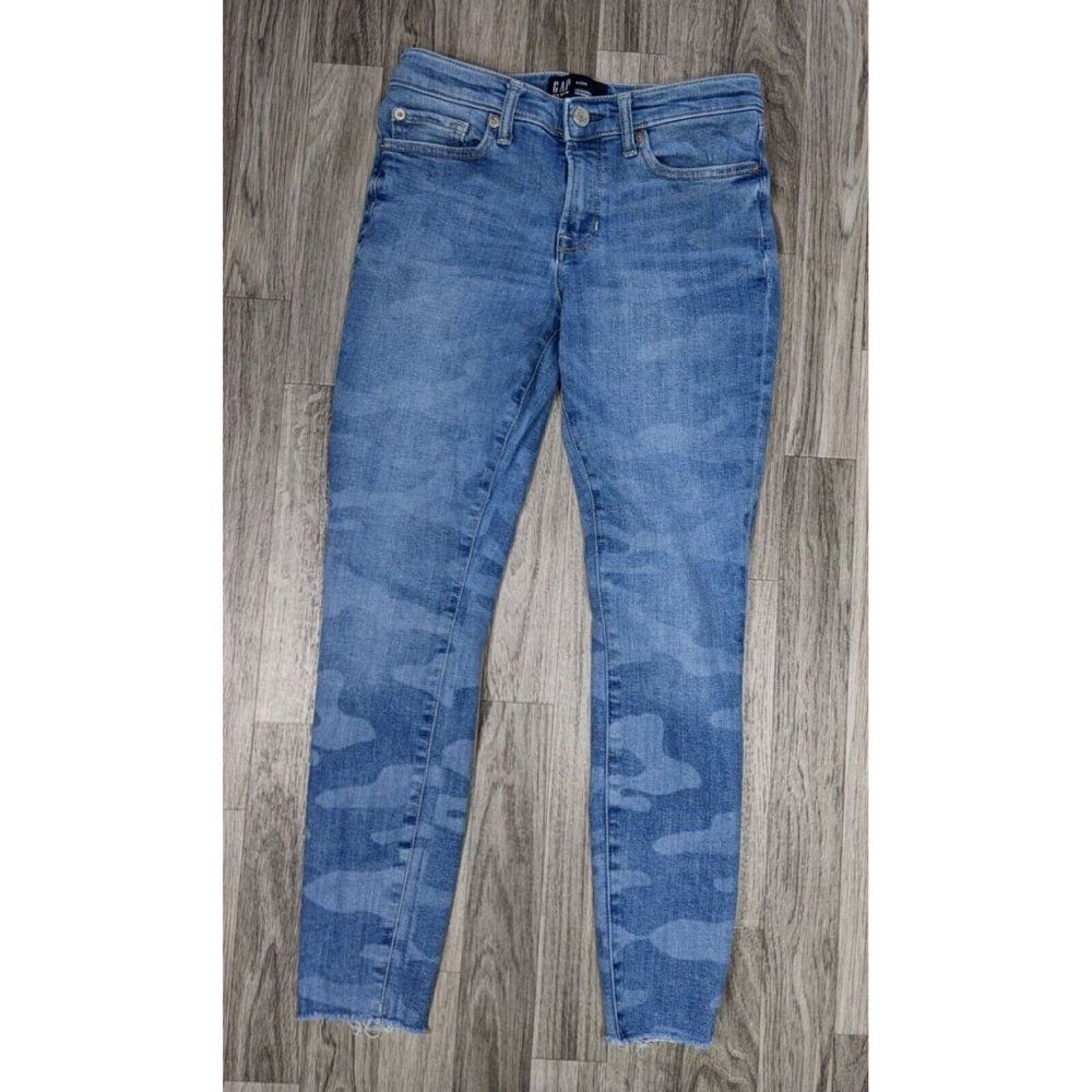 Gap Womens Size‎ 4 / 27 Reg Skimmer Skinny Blue Camouflage Denim Jeans Leggings